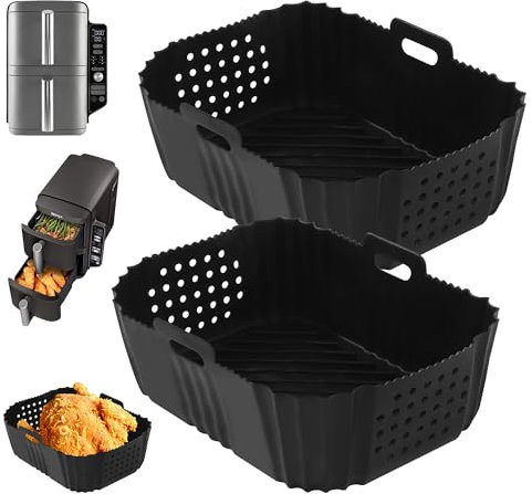 2 Pieces Air Fryer Accessories for Ninja Double Stack XL SL400EU,Air Fryer Accessories for Ninja Foodi Max Dual Zone 9.5L AF400EU AF300EU (Black)