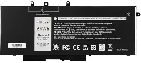KHlove 68Wh GJKNX Laptop Akku für Dell Latitude 5480 5580 5280 5288 5590 5488 5490 5491 5495 5591 E5480 E5580 E5490 E5590 Precision 15 3520 3530 Series GD1JP 0GD1JP DY9NT 0DY9NT 5YHR4 451-BBZG 7.6V
