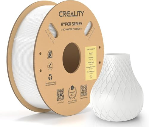 Creality Hyper PETG Filament 1.75 mm, Hochgeschwindigkeits PETG 30–600 mm/s 3D Drucker Filament PETG, Maßgenauigkeit ± 0.03 mm, Passend für die Meisten 3D-Drucker, 1 KG (2.2 lbs) Spule (Weiß)