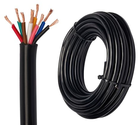 XUEYI 10M KFZ 7x0.5+1x1.0mm² Rundkabel, 12V 24V Fahrzeugleitung/Fahrzeugkabel 8 Adriges Anhängerkabel, Flexibles Elektrischer Verlängerungskabel, 8 poliges Kabel für Anhänger