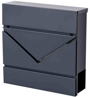 Postkasten,briefkasten mit Zeitungsfach,zeitungsrolle, Wandbriefkasten, Briefkasten Modern,Metallmaterial, Wetterfester, Sicherer Lieferkasten, Geeignet für Zuhause, Büro, Außenbereich(Brass)