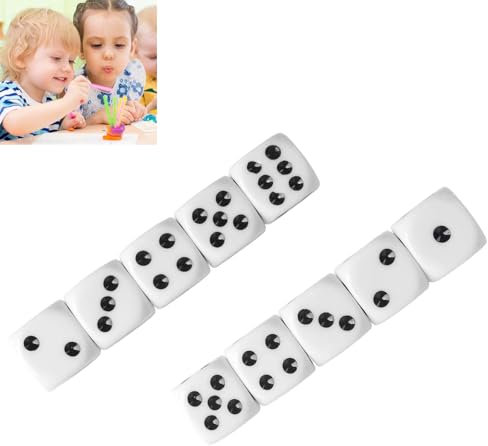 Dadi (10 dadi), Dadi da gioco a sei lati, Dadi da gioco 16 mm, Set di dadi per giochi da tavolo, Bar, KTV, Bianco