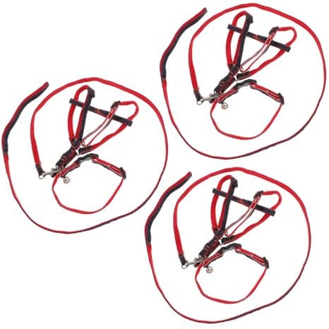 Milisten Pet Leash for Dogs Cats Red Denim 3 Pack Flexible Hauling Rope Alloy Buckle High-density Nylon Webbing