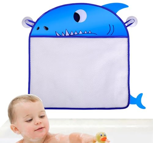 Erconsso Support de jouets pour baignoire – Panier de rangement en maille pour jouets de salle de bain | Panier de rangement pour jouets de bain mignon avec ventouse pour un accès rapide