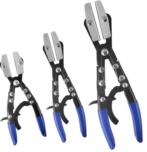 3 Stück Blaues Schlauchklemmenzangen-Set, Robust und Einfach zu Bedienen, Ratschen Schlauchklemmenzangen Set, Multifunktional, Verriegelungs-Ratschen-Schlauchzange, für Kraftstoffschläuche (Blau)