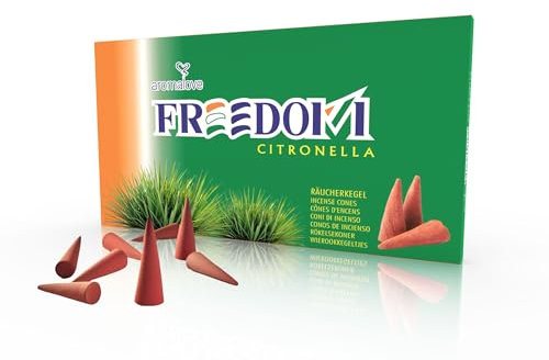 Aromalove XXL Räucherkegel Freedom Citronella – 50 Stück, Lang anhaltendes Aroma, für entspannende Atmosphäre, perfekt für Grillen, Garten, Festivals