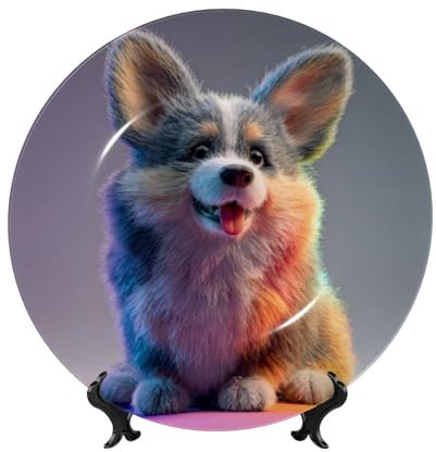 UYHhgqw Dekorative Teller mit großen Ohren – Teller aus Knochenporzellan mit Ständer und Haken – perfekt für Party, Tisch und Wandbehang