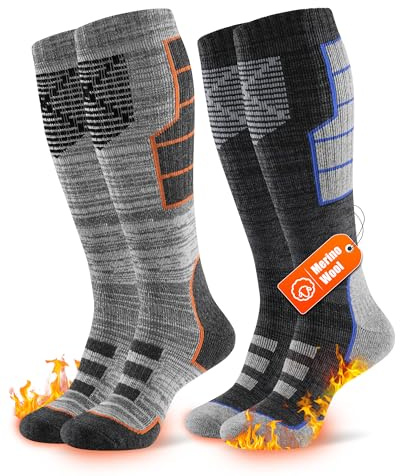 Niofind Chaussettes de Ski Mérinos Homme & Femme, 2 Paires, Hiver