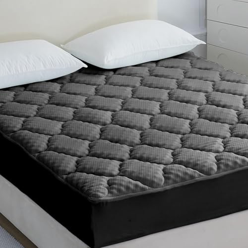 Casabella Mattress Topper - 4 Layer Gel Memory Foam Mattress Topper Single Bed with Extra Deep Pocket - Hotel Quality Breathable Super Comfort Mattress Pad Single Bed(90x190) - Grey
