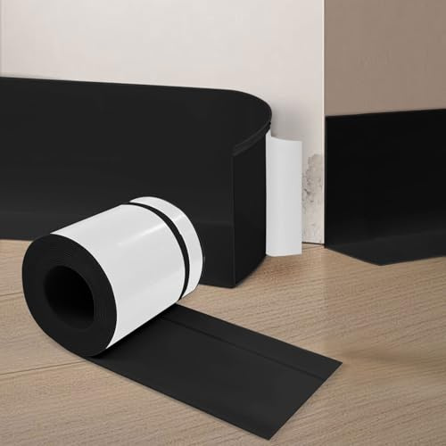 YushengTai Schwarz Sockelleiste Selbstklebend 70 mm x 20 mm x 6 m | PVC‑Material Weichsockelleiste Selbstklebend, Wasserfest, Starke Klebekraft, Sockelleisten für Küche und Bad