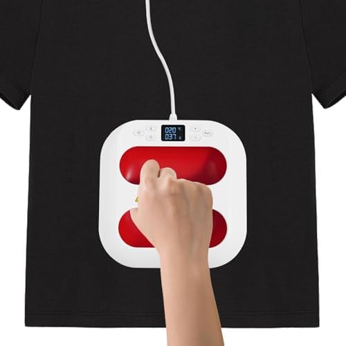 PromiseFly Transferpresse Plotter 23×23CM Tragbare Heizpresse Vierstufspeichermodus Automatische Abschaltung T-Shirt Plotter Maschine Tshirt Druckmaschine für Kleidung Taschen Kissen