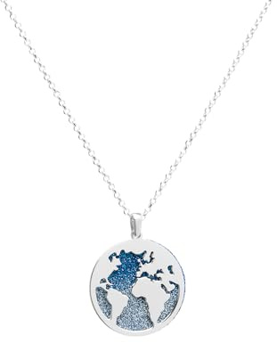WearTravelers Kette mit Weltkugel und überlagertem blauem Glitzer aus 925er Silber – Geschenkidee für reisende Frauen – Produkt Made in Italy – Modell Kopenhagen