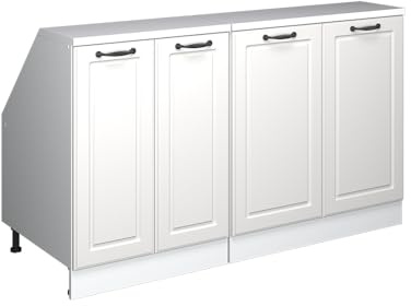 Vicco Küchenschrank für Dachschrägen R-Line, Weiß Landhaus, 140 cm 2er Set Schrankkorpuss 60 cm Tiefe, geeignet für schräge Wände und Variable Küchenmontage