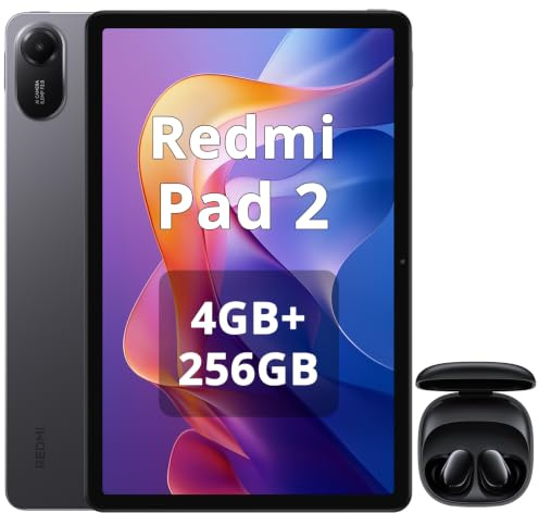 XIAOMI Redmi Pad 2 Tablet 4+256 GB, 11 Zoll, 2,5K, riesiges, Ultra-scharfes Display, Helio G100-Ultra-Prozessor, 9000-mAh-Akku, WLAN, Grau, inkl Kopfhörer (schwarz)