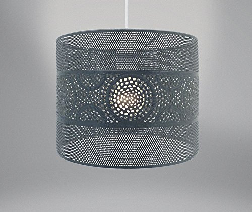 Metal Pendant Light Fitting Grey Ceiling Chandelier Lampshade