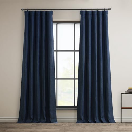 HPD Half Price Drapes Rideaux occultants en Lin synthétique pour Chambre à Coucher et Salon (1 Panneau), 127 x 213,4 cm (l x L), Indigo