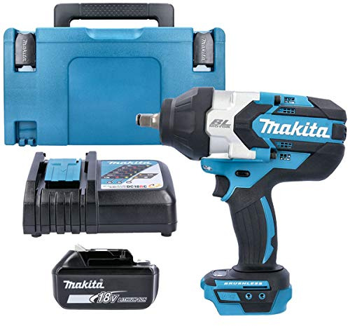 Makita DTW1002 18V Brushless Impact Wrench with 1 x 5Ah Battery, Charger, Case & Inlay