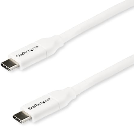 StarTech 2m/6.6ft USB-C to USB-C Charging Cable, White (USB2C5C2MW) | USB 2.0 480Mbps, Charge and Sync, 100W 5A Power Delivery, USB-IF Certified, Type C Cord, Aluminium-Mylar Foil Shield