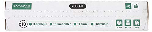 Exacompta 40809E Packung (mit 10 Kassenrollen, 1-lagig thermisch hohe Auflösung, 48g/qm, ideal für Kassen, 80mm x 80mm x 12 m) 1er Pack (1 x 10 Stück) weiß