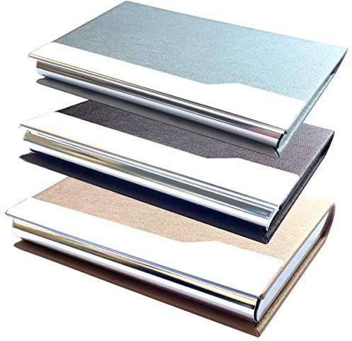 CKANDAY 3 Paquet Porte-Cartes de Visite Professionnelles, étui de Protection Multi-Poches en Soie de Luxe en Cuir PU avec Fermeture magnétique et métal pour nom, Carte d'identité pour Carte de crédit