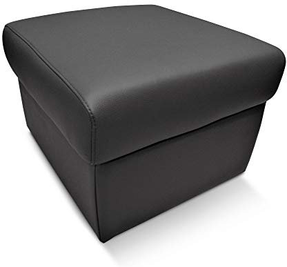Quattro Meble Hocker aufklappbar mit Stauraum 50x50xH-40 Schwarzes Echtleder Toledo Nero echt Leder Sitzhocker Rindsleder Sitzwürfel Fußhocker Polsterhocker Puff