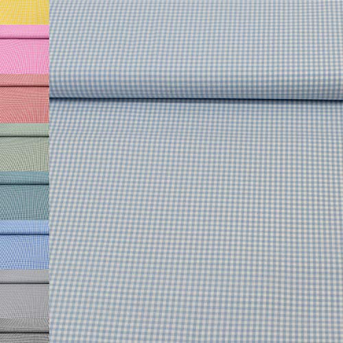 MAGAM-Stoffe Mona Vichy-Karo klein Baumwollstoff Oeko-Tex Meterware 50cm (14. Hellblau)
