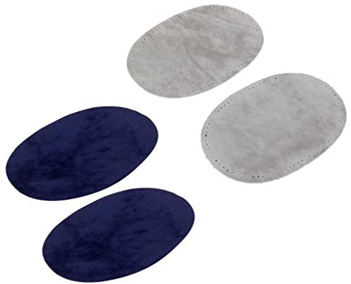 Colcolo 2 Paar Wildleder Ellenbogen Knieflicken Applikation für Aufnähen Grau+Blau
