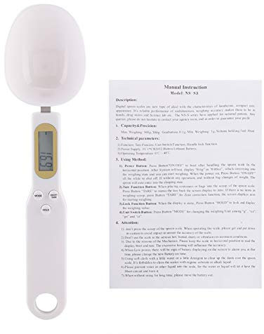 BuyWeek Bilancia Digitale a Cucchiaio, Pesa 500 g Bilancia Elettronica a Cucchiaio 0.1g Precisione Bilancia per Alimenti con Giallo Display LCD per Cucina