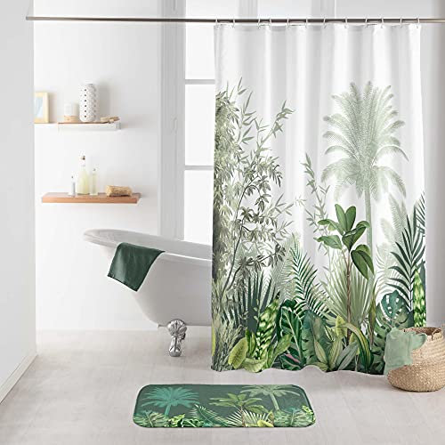 Douceur d'Intérieur, Rideau de Douche avec Crochets (180 x 200 cm) Vagabonde, Polyester Imprimé