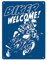 Biker Welcome Metallschild XL in 21x28 cm in Blau zum Thema Motorrad fahren und frei sein Schild Motorrad Aluschild Mofa Blechschild Moped Biker Welcome