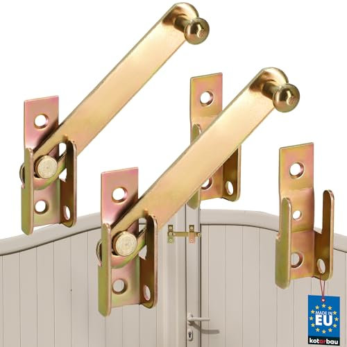 KOTARBAU® 2er Set Schlagladenüberwurf Fensterladen Doppeltorüberwurf Schlagladen Fensterladenriegel Schlagladen Überwurf Überwurfriegel Verzinkt Gelb 120 mm