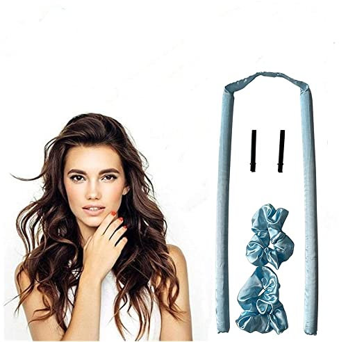 Upgrade Heatless Curling Rod Headband,Heatless Hair Curling Set,No Heat Wave Hair Curlers Soft Silk Ribbon Sleeping Hair Rollers Wave Curls Lazy Curler Set DIY Hair Styling Tools (Blau)