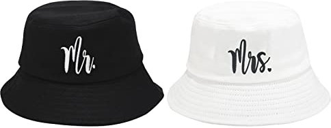 Enodtter Mr and Mrs Bucket Hats, Mr Mrs (Schwarz & Weiß), Einheitsgröße