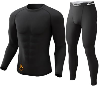 Men Thermal Set Winter Underwear Fleece Line Sport Long John For Ski Skin | Sporty Raglan Men's Long John Layer. Polyester And Spandex. Moisture Wicking Soft Stretchy Quick-Dry & Warm Suit For Winter