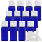 ZEOABSY 12 Pièces 15 ML Bleu Bouteille en Plastique avec Bouchon à Charnière Blanc, Vider Bouteille Ronde en Pet de Voyage pour Cosmétiques Liquides (UNSQUEEZABLE)
