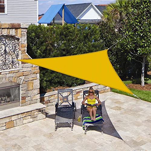 Voile d'ombrage ImperméAble Triangulaire à Angle Droit 3x4x5m, Toile Pergola 95% de Protection Anti-UV, avec Corde, pour Patio/Terrasse/Jardin/Extérieur/Piscine/Camping/Fête - Jaune Fluo