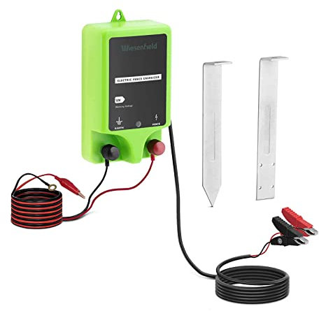 Wiesenfield WIE-EF-140 Clôture électrique 1 J 10 km Batterie 12 V Clôture électrique chien Électrificateur de clôture