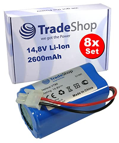 8X Trade-Shop Li-Ion Akku 14,8V / 2600mAh kompatibel mit iLife CW-310, CW-320, Eco R3N5, X3, Dibea D960, GT200, GT9, V750, V780s, Zaco A4, A4s, A6
