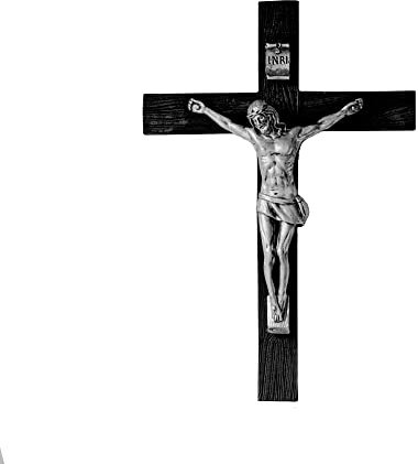 Blessed is She Kruzifix Wandkreuz – 20,3 cm schwarzes Holzkreuz katholisches Kruzifix für Heimdekoration