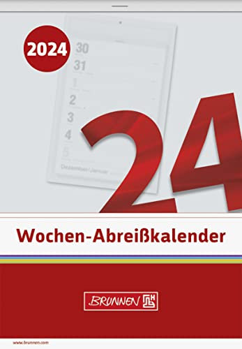 BRUNNEN Wochenkalender 2024 1 Seite = 1 Woche 10,5 x 15 cm, Schlitzweite 72 mm weiß