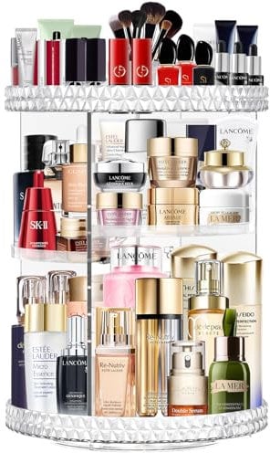 MOKANI 360° Drehbar Make Up Kosmetik Organizer, 6 Verstellbare Ebenen Große Kapazität Makeup Organizers, Schmink Aufbewahrung für Schminktisch Schlafzimmer Badezimmer, Transparent
