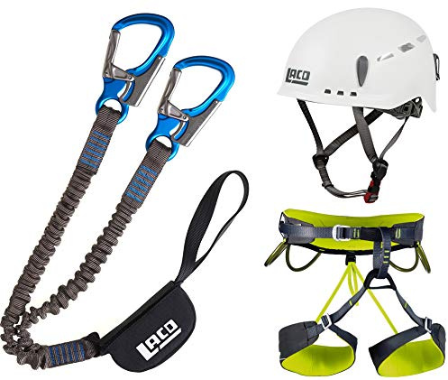 LACD Klettersteigset Pro + Klettergurt Camp Größe XS + Helm Protector 2.0 White
