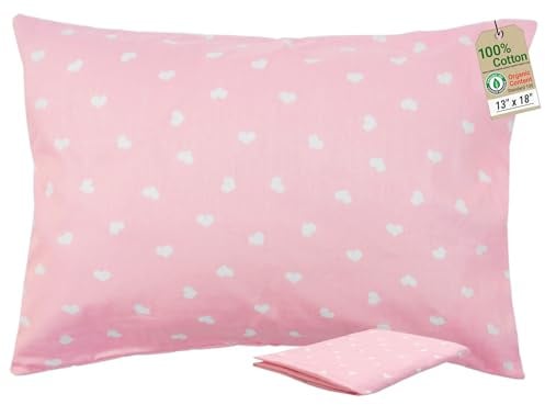 ZPECC Toddler Pillow with Pillowcase - 13x18 Organic Cotton Hypoallergenic Kids Pillow, Baby Essentials for Travel Crib Daycare Stroller (Intended for Age 2 and up) Love
