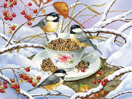 Cobble Hill 275-teiliges Puzzle, leicht zu handhaben, Chickadee Tea – inkl. Probeposter