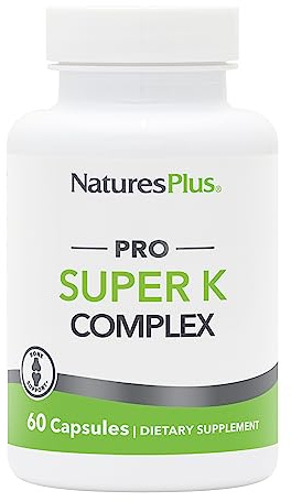 NaturesPlus PRO Super K Complex - 60 Capsules - Promotes Healthy Calcium Metabolism - Includes Vitamins K1 & K2 - Non-GMO, Vegan & Gluten Free - 60 Servings