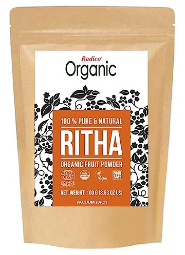 Radico | 100% Organic Ritha Powder | Haarpflege Packung | Für Allergiker geeignet | Ayurvedische Haar Pflege | Für Glanz und Fülle | Vegan | 4 x 100 g
