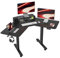 FEZIBO Einzelmotor L-förmiger Elektrischer Stehschreibtisch, 120 cm Steh-Ecke-Schreibtisch mit monitorständer, Schwarz Rahmen/Schwarze Tischplatte