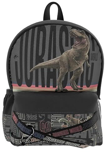 CYPBRANDS Unisex Kinder Jurassic World Roar Jugendrucksack, anpassbar an Trolley Rucksack, grau