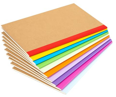 Jeesblsy Quaderno Kraft A5 Taccuini Notebook, Blocchi appunti per Viaggiatori Diari, 10 Colori Carta A Righe Fogli Bianchi 30 Fogli/60 Pagine per Ufficio e Scuola