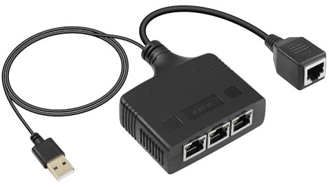 SinLoon Gigabit RJ45 Network Splitter Adapter, 1 to 3 Ethernet Splitter 1000Mbps High Speed LAN Network Splitter,3 Devices Share the Internet at the Same Time (1 to 3 Female Gigabit)